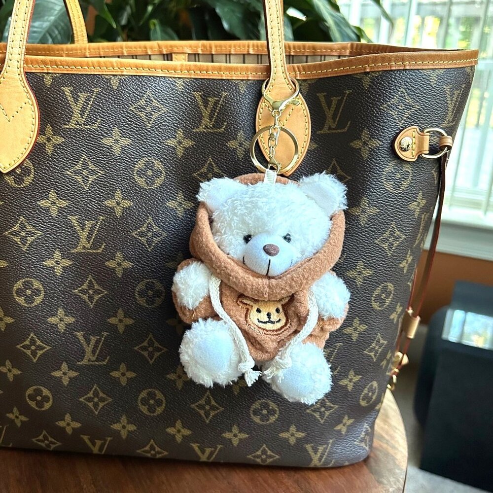 New TEDDY BEAR HOODIE Bag Charm White and Brown🧸